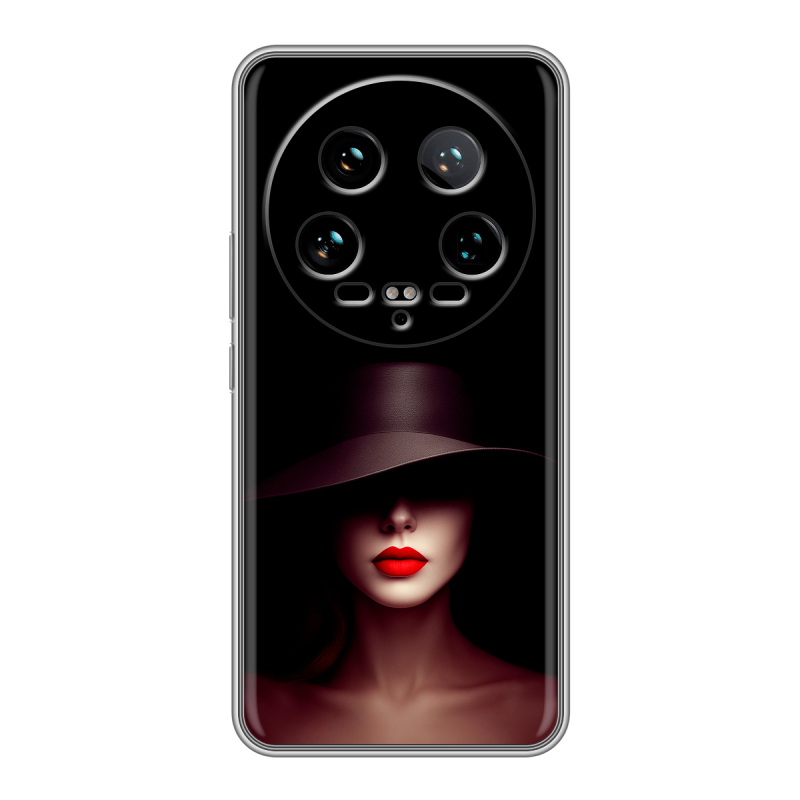 Силиконовый чехол на Xiaomi 14 Ultra с принтом Девушка в шляпе Силиконовый чехол на Xiaomi 14 Ultra с принтом Девушка в шляпе