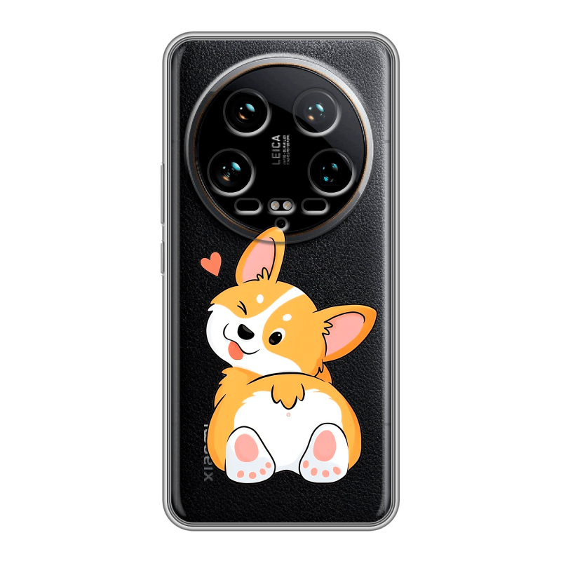 Силиконовый чехол на Xiaomi 14 Ultra с принтом Корги Силиконовый чехол на Xiaomi 14 Ultra с принтом Корги