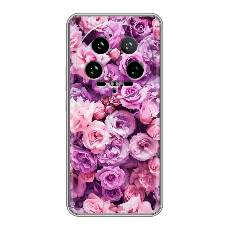 Силиконовый чехол на Xiaomi 14 Ultra с принтом лавандовые розы Силиконовый чехол на Xiaomi 14 Ultra с принтом лавандовые розы