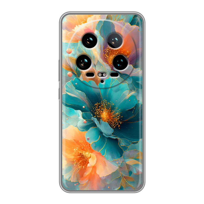 Силиконовый чехол на Xiaomi 14 Ultra с принтом Цветы Силиконовый чехол на Xiaomi 14 Ultra с принтом Цветы