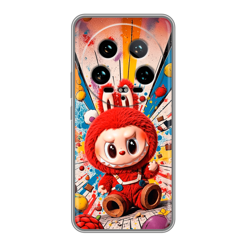Силиконовый чехол на Xiaomi 14 Ultra с принтом Labubu Лабубу Силиконовый чехол на Xiaomi 14 Ultra с принтом Labubu Лабубу