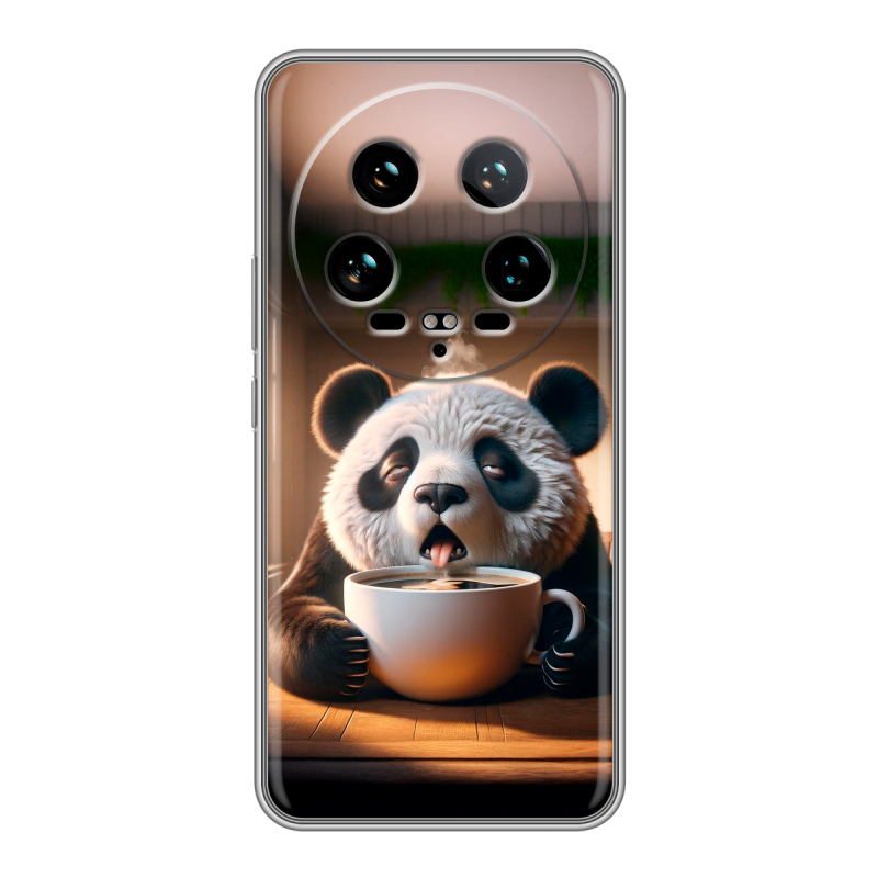 Силиконовый чехол на Xiaomi 14 Ultra с принтом смешная панда Силиконовый чехол на Xiaomi 14 Ultra с принтом смешная панда
