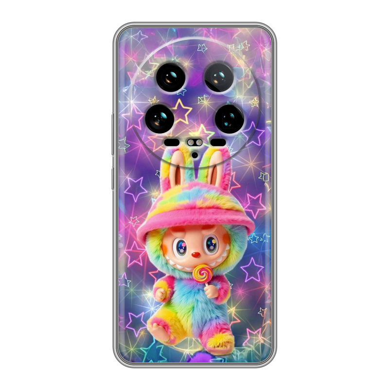 Силиконовый чехол на Xiaomi 14 Ultra с принтом Labubu Лабубу Силиконовый чехол на Xiaomi 14 Ultra с принтом Labubu Лабубу