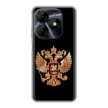 Силиконовый чехол на Itel P55 4G с принтом Герб России золотой