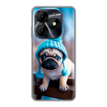 Силиконовый чехол на Itel P55 4G с принтом Мопс в шапке Силиконовый чехол на Itel P55 4G с принтом Мопс в шапке