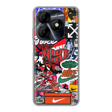 Силиконовый чехол на Itel P55 4G с принтом Найк Nike яркий Силиконовый чехол на Itel P55 4G с принтом Найк Nike яркий