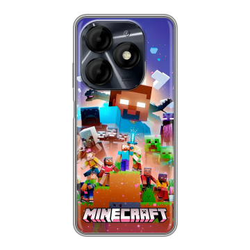 Силиконовый чехол на Itel P55 4G с принтом Майнкрафт Minecraft