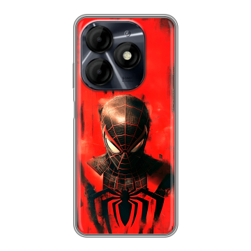 Силиконовый чехол на Itel P55 4G с принтом человек паук spiderman Силиконовый чехол на Itel P55 4G с принтом человек паук spiderman