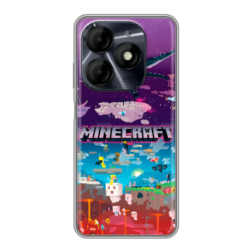 Силиконовый чехол на Itel P55 4G с принтом Майнкрафт Minecraft Силиконовый чехол на Itel P55 4G с принтом Майнкрафт Minecraft