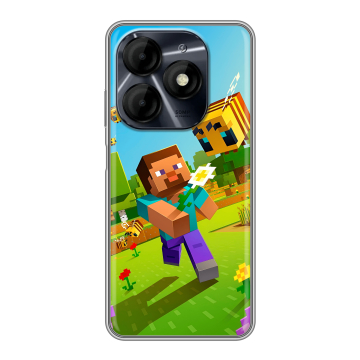 Силиконовый чехол на Itel P55 4G с принтом Майнкрафт Minecraft