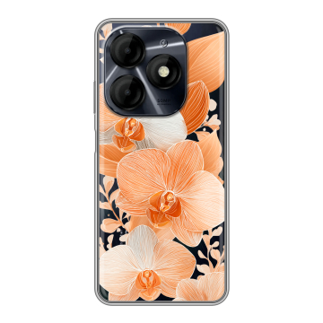 Силиконовый чехол на Itel P55 4G с принтом Бежевые цветы
