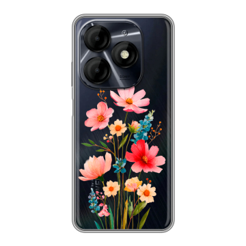 Силиконовый чехол на Itel P55 4G с принтом Цветы