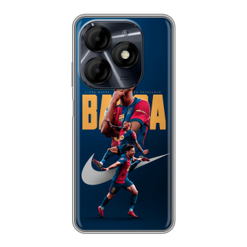 Силиконовый чехол на Itel P55 4G с принтом Барселона Barca Yamal Силиконовый чехол на Itel P55 4G с принтом Барселона Barca Yamal