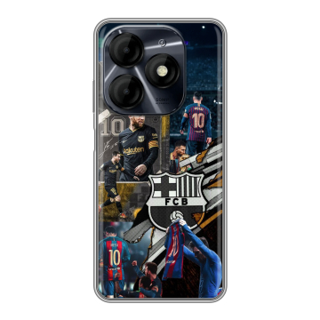 Силиконовый чехол на Itel P55 4G с принтом Messi Barcelona