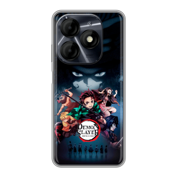 Силиконовый чехол на Itel P55 4G с принтом Demon Slayer Клинок рассекающий демонов