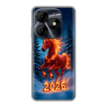 Силиконовый чехол на Itel P55 4G с принтом Новый год коня