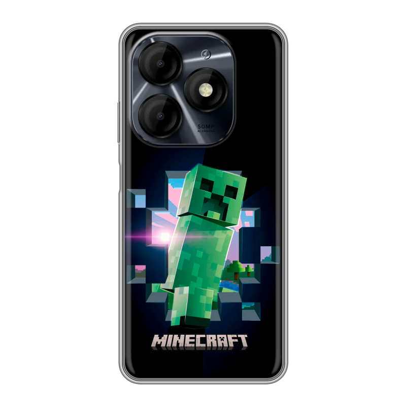 Силиконовый чехол на Itel P55 4G с принтом Майнкрафт Minecraft Силиконовый чехол на Itel P55 4G с принтом Майнкрафт Minecraft