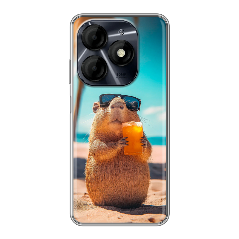 Силиконовый чехол на Itel P55 4G с принтом Капибара Силиконовый чехол на Itel P55 4G с принтом Капибара