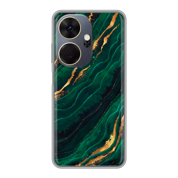 Силиконовый чехол на Itel P55 Plus с принтом Мрамор зеленое золото