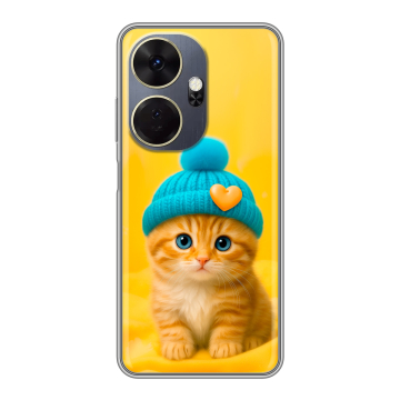 Силиконовый чехол на Itel P55 Plus с принтом Котенок в шапке