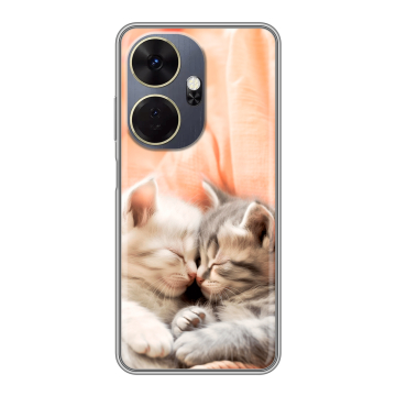 Силиконовый чехол на Itel P55 Plus с принтом Котята