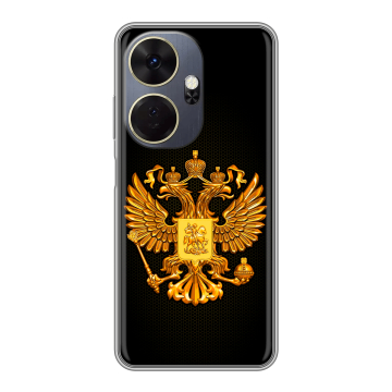 Силиконовый чехол на Itel P55 Plus с принтом Герб России желтый