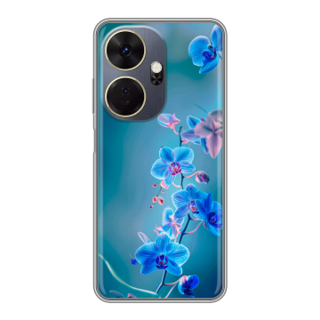 Силиконовый чехол на Itel P55 Plus с принтом Голубые цветы