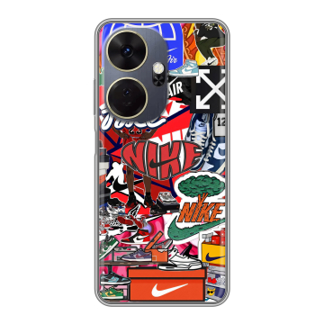 Силиконовый чехол на Itel P55 Plus с принтом Найк Nike яркий