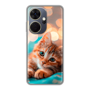Силиконовый чехол на Itel P55 Plus с принтом котик