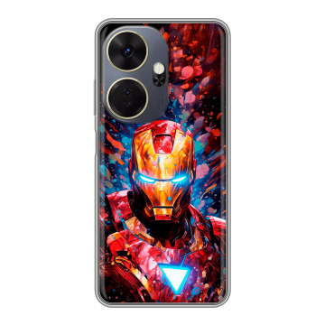Силиконовый чехол на Itel P55 Plus с принтом Железный человек Ironman