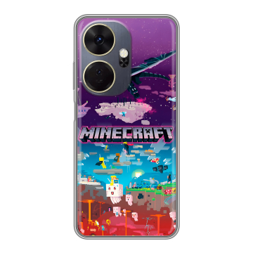 Силиконовый чехол на Itel P55 Plus с принтом Майнкрафт Minecraft