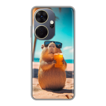 Силиконовый чехол на Itel P55 Plus с принтом Капибара Силиконовый чехол на Itel P55 Plus с принтом Капибара
