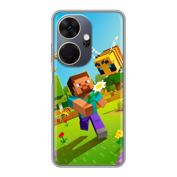 Силиконовый чехол на Itel P55 Plus с принтом Майнкрафт Minecraft Силиконовый чехол на Itel P55 Plus с принтом Майнкрафт Minecraft