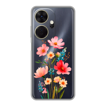 Силиконовый чехол на Itel P55 Plus с принтом Цветы Силиконовый чехол на Itel P55 Plus с принтом Цветы