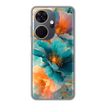 Силиконовый чехол на Itel P55 Plus с принтом Цветы Силиконовый чехол на Itel P55 Plus с принтом Цветы