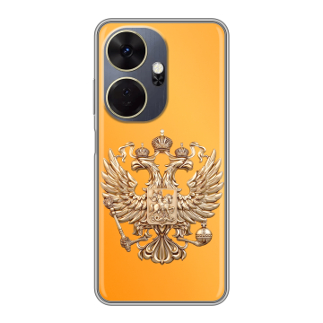 Силиконовый чехол на Itel P55 Plus с принтом Герб Флаг России Силиконовый чехол на Itel P55 Plus с принтом Герб Флаг России