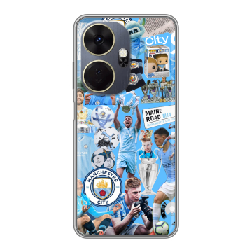 Силиконовый чехол на Itel P55 Plus с принтом Man City Манчестер Сити Силиконовый чехол на Itel P55 Plus с принтом Man City Манчестер Сити