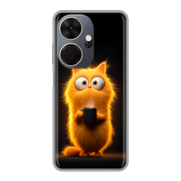 Силиконовый чехол на Itel P55 Plus с принтом Смешной кот