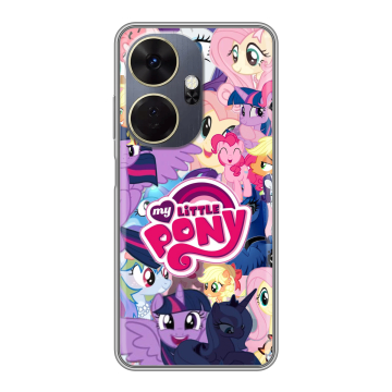 Силиконовый чехол на Itel P55 Plus с принтом My little pony Дружба чудо Силиконовый чехол на Itel P55 Plus с принтом My little pony Дружба чудо