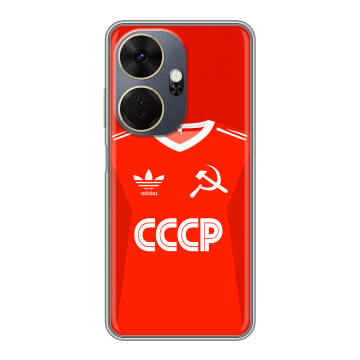 Силиконовый чехол на Itel P55 Plus с принтом Флаг Герб СССР Силиконовый чехол на Itel P55 Plus с принтом Флаг Герб СССР