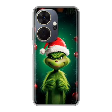 Силиконовый чехол на Itel P55 Plus с принтом Гринч Новый год Рождество Силиконовый чехол на Itel P55 Plus с принтом Гринч Новый год Рождество