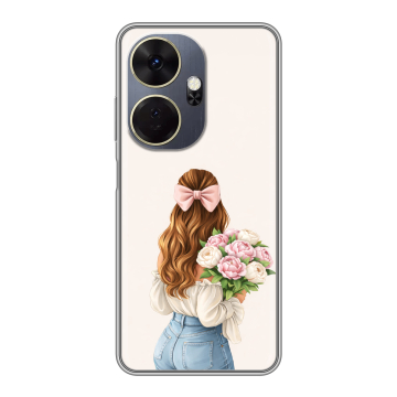 Силиконовый чехол на Itel P55 Plus с принтом женский