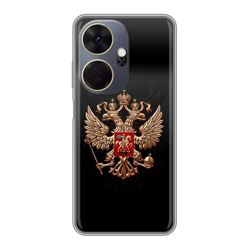Силиконовый чехол на Itel P55 Plus с принтом Герб России Силиконовый чехол на Itel P55 Plus с принтом Герб России