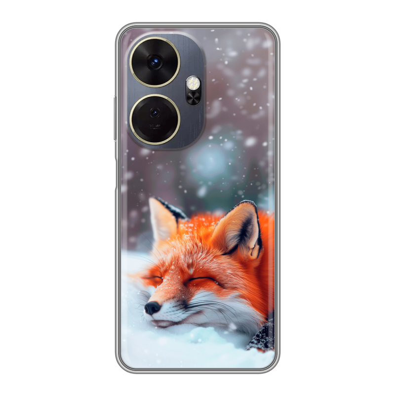 Силиконовый чехол на Itel P55 Plus с принтом лиса Силиконовый чехол на Itel P55 Plus с принтом лиса