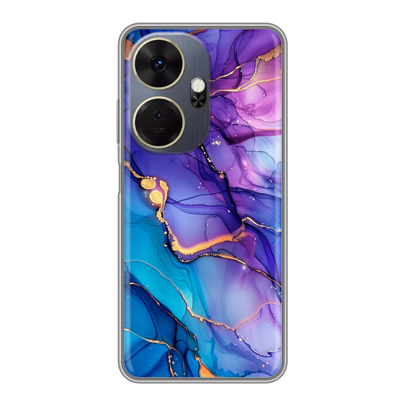 Силиконовый чехол на Itel P55 Plus с принтом синий мрамор Силиконовый чехол на Itel P55 Plus с принтом синий мрамор