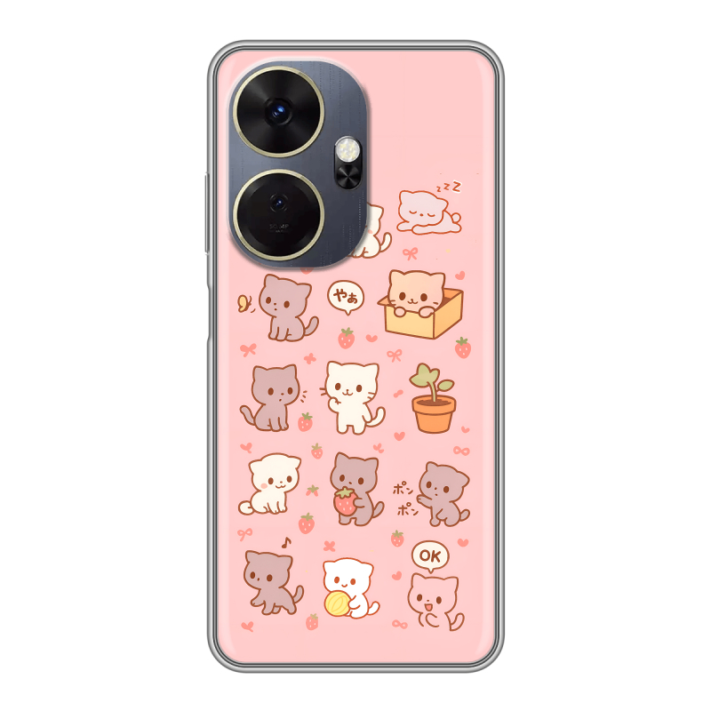 Силиконовый чехол на Itel P55 Plus с принтом Hello Kitty Хелоу Кити Силиконовый чехол на Itel P55 Plus с принтом Hello Kitty Хелоу Кити