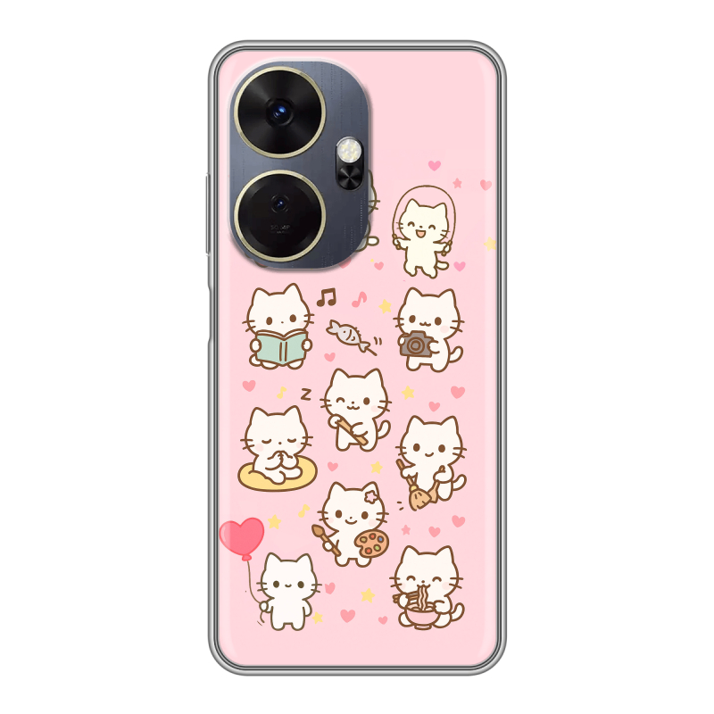 Силиконовый чехол на Itel P55 Plus с принтом Hello Kitty Хелоу Кити Силиконовый чехол на Itel P55 Plus с принтом Hello Kitty Хелоу Кити