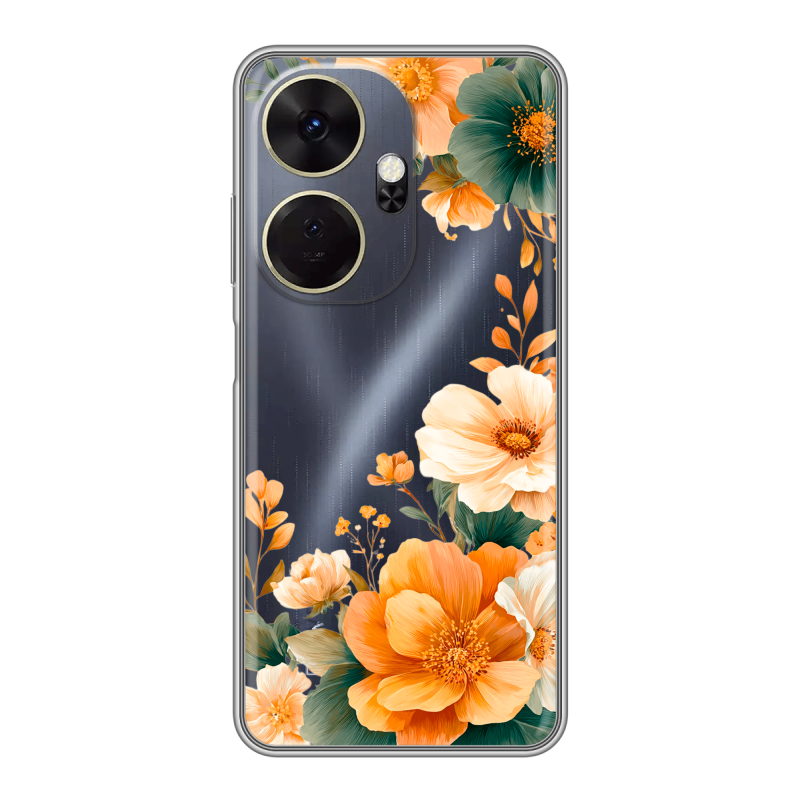 Силиконовый чехол на Itel P55 Plus с принтом Цветы принт Силиконовый чехол на Itel P55 Plus с принтом Цветы принт