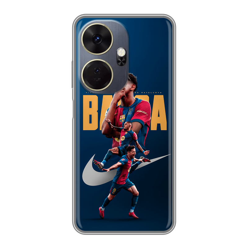 Силиконовый чехол на Itel P55 Plus с принтом Барселона Barca Yamal Силиконовый чехол на Itel P55 Plus с принтом Барселона Barca Yamal