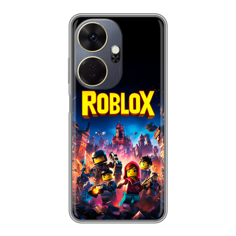 Силиконовый чехол на Itel P55 Plus с принтом Roblox Роблокс Силиконовый чехол на Itel P55 Plus с принтом Roblox Роблокс